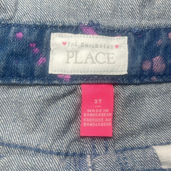 Girls Denim Paint Splatter Overall Shorts Adjustable Straps Pockets. 3T - Picture 2 of 6